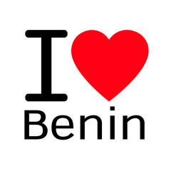 i love Benin lettering illustration design with heart sign