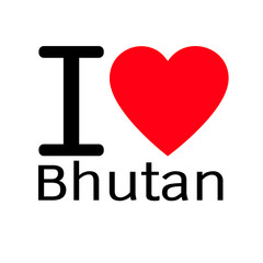 i love Bhutan lettering illustration design with heart sign