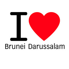 i love Brunei Darussalam lettering illustration design with hear