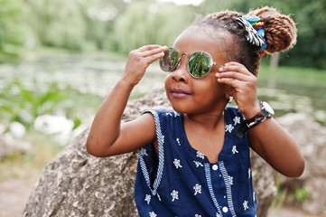 Cute african american baby girl at sunglasses