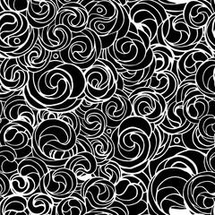 Elegant seamless vector bicolour ornamental style doodle. Interlocking loops, circles, curls for decoration textiles, printing, web design. Laconic combination of two colors. Vector pattern.