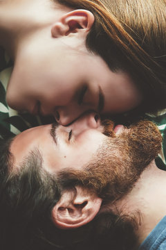 Young couple in love relaxing head to head