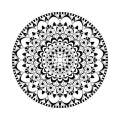 Round mandalas in vector. Graphic template for your design. Decorative retro ornament. Hand drawn background with flowers.
