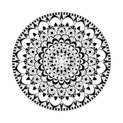 Round mandalas in vector. Graphic template for your design. Decorative retro ornament. Hand drawn background with flowers.