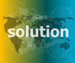 The word solution on digital screen, business concept vector illustration