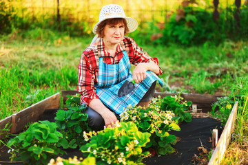 Woman in garden.