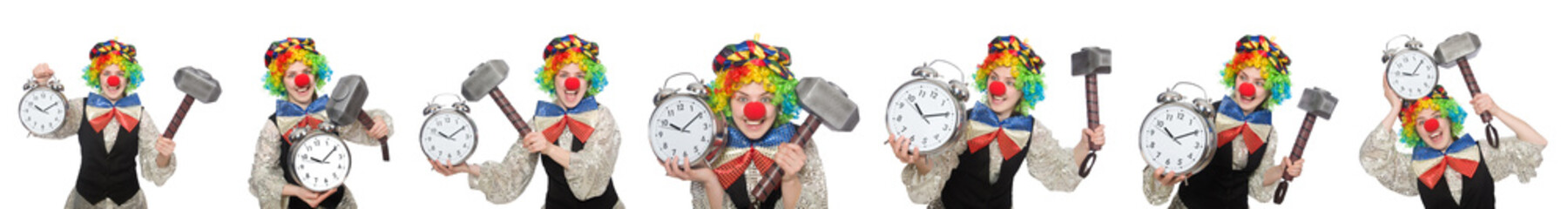 Clown in various poses isolated on white