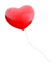 Fototapeta na wymiar Luftballon in Form von enen Herz fliegt nach oben
