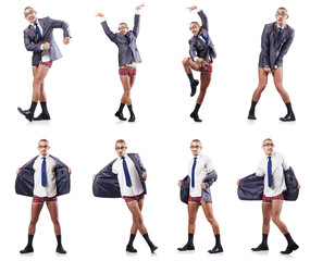 Composite photo of naked businessman on white