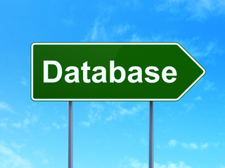 Database concept: Database on road sign background