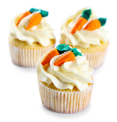 Easter cupcakes on white background