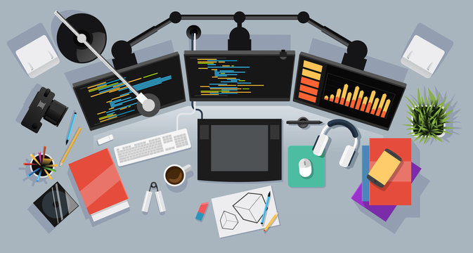 Multimonitoring workplace for freelancer