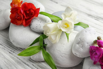 Spa composition on white wooden background