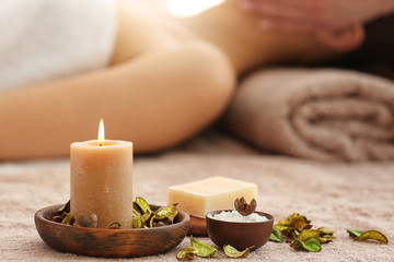 Spa set with aroma candle and soap