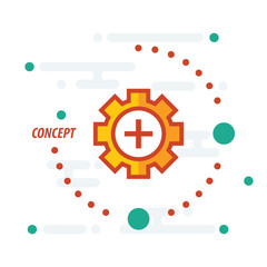 settings and plus concept yellow