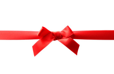 Red ribbon bow  on a white background