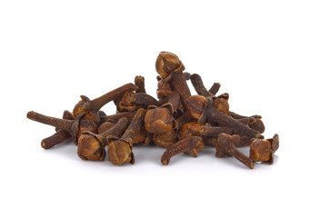 dry cloves on white background