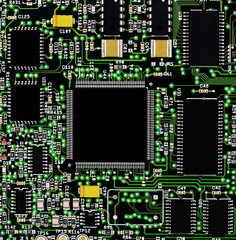 Microchips on a circuit board
