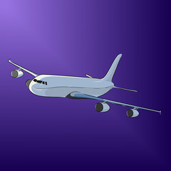 Airplane in the night sky, vector illustration - 112637171