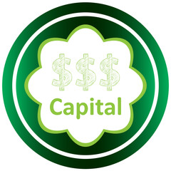 Green icon capital and dollars
