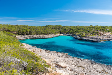 Fototapeta na wymiar Bay of Cala Mondrago - beautiful beach and coast of Mallorca