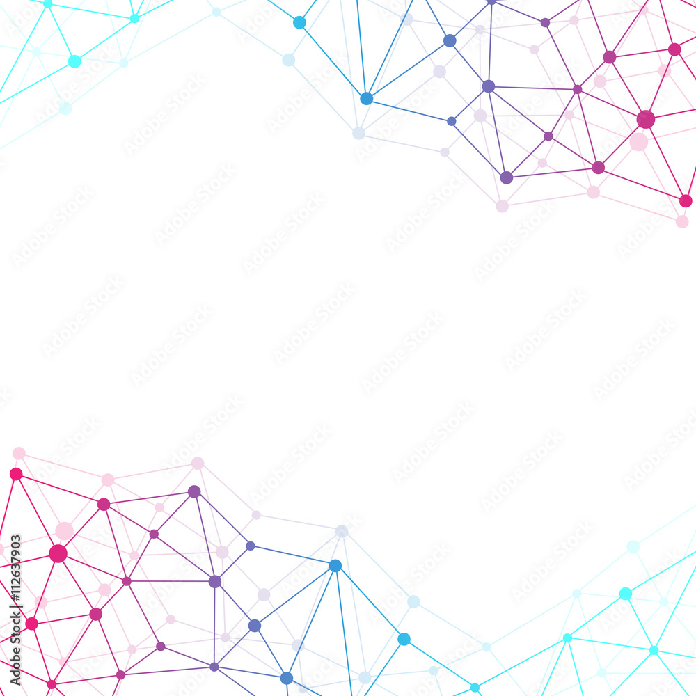Poster geometric abstract background molecule and communication. connected lines with dots. medicine, scien
