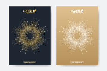 Modern vector template for brochure, Leaflet, flyer, cover, magazine or annual report. Business, science, medicine and technology design book layout. Abstract presentation with golden mandala.