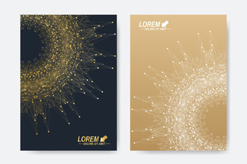 Modern vector template for brochure, Leaflet, flyer, cover, magazine or annual report. Business, science, medicine and technology design book layout. Abstract presentation with golden mandala.