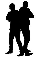 Dancing man couples on a white background