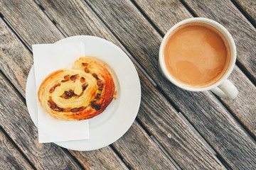 Morning coffee with with sweet pastries