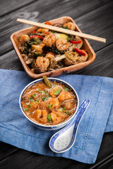Asian shrimp soup and rice