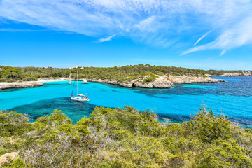 Fototapeta premium Bay of Cala Mondrago - beautiful beach and coast of Mallorca