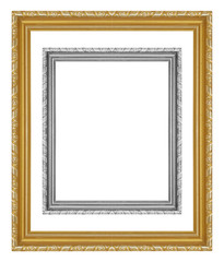 Fototapeta premium The antique gold frame on the white background