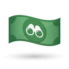 Fototapeta premium Illustration of a waving bank note with a binoculars