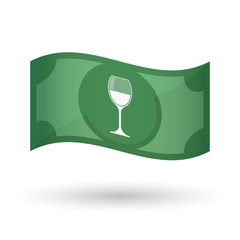 Illustration of a waving bank note with a cup of wine