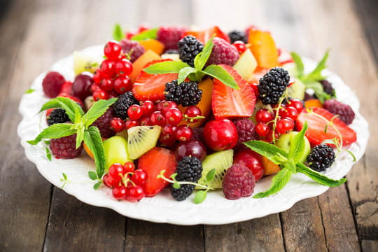 Fresh Fruit Salad On The Plate