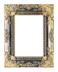 The antique gold frame on the white background