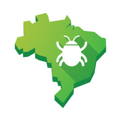 Illustration of an isolated Brazil map with a bug