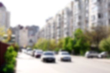 View on the street with buildings and cars