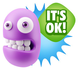 3d Illustration Laughing Character Emoji Expression saying It's