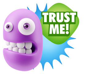 3d Illustration Laughing Character Emoji Expression saying Trust