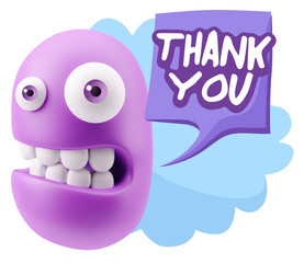 3d Illustration Laughing Character Emoji Expression saying Thank