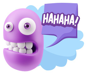 3d Illustration Laughing Character Emoji Expression saying Hahah
