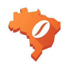 Illustration of an isolated Brazil map with a coffee bean
