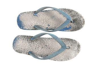Old Slippers on white background