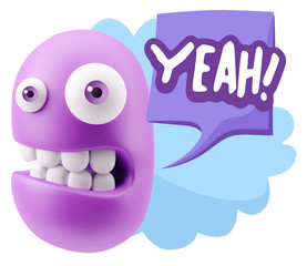 3d Illustration Laughing Character Emoji Expression saying Yeah