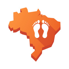 Illustration of an isolated Brazil map with two footprints