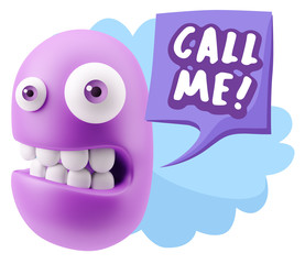 3d Illustration Laughing Character Emoji Expression saying Call