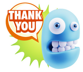 3d Illustration Laughing Character Emoji Expression saying Thank