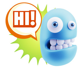 3d Illustration Laughing Character Emoji Expression saying Hi wi